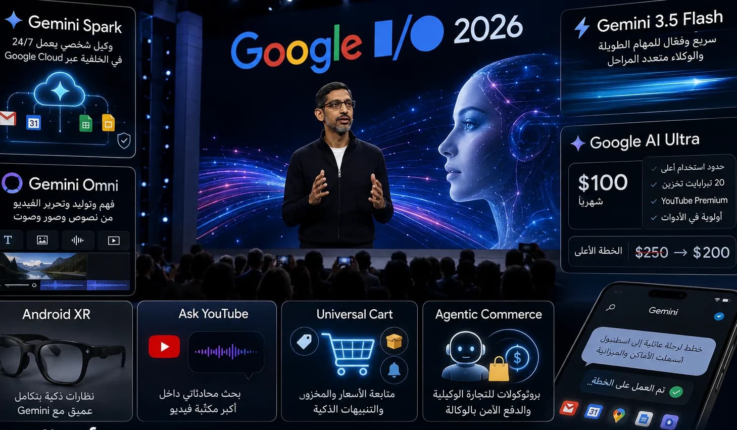 Google I/O 2026: Gemini Spark وGemini Omni وبداية عصر الوكلاء الذكيين